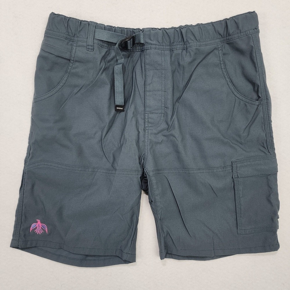 Prana Cargo Shorts Men Large Gray Standard Fit Utility Hiking Camping Flat Front